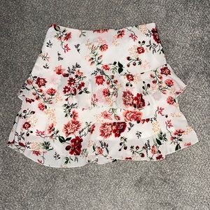 White floral layered skirt